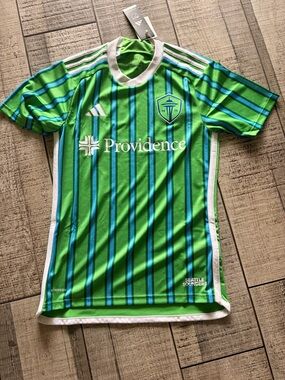 adidas Seattle Sounders FC Soccer Jersey XS Green Blue White MLS